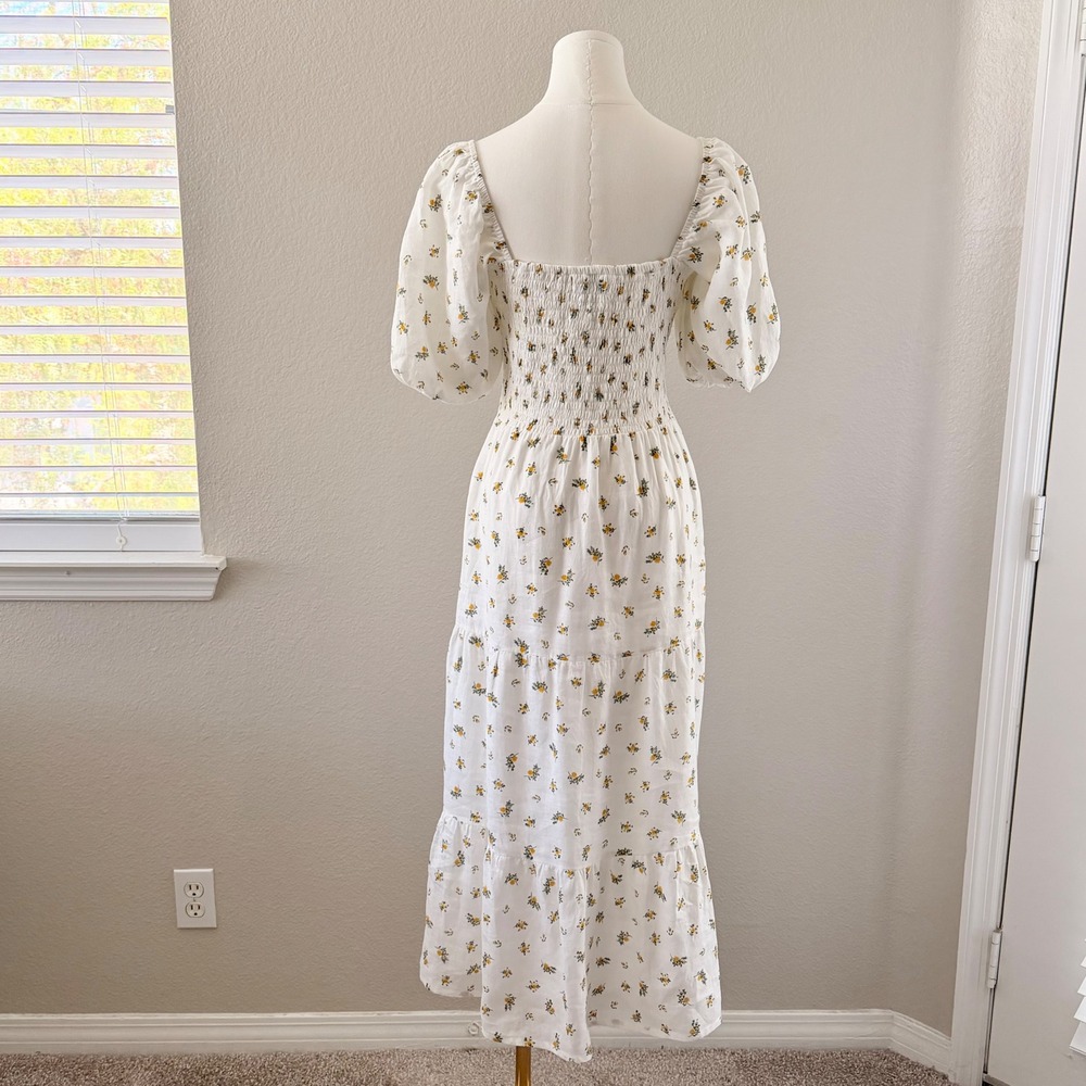 Faithfull The Brand Gianna Midi Dress Floral Cottagecore Puff Sleeve XS - Picture 4 of 15